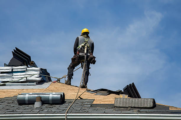 Professional Gutter Installation technician working in Hunter, OK